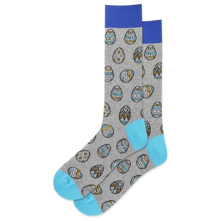 Hot Sox Mens Easter Egg Crew Socks, 10-13, Grey Heather
