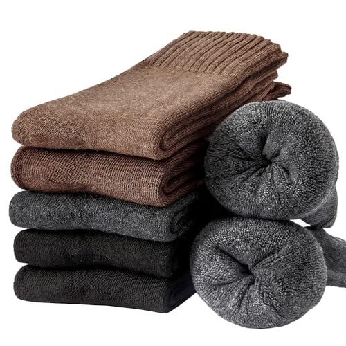 J-BOX Womens Wool Socks Warm Soft Crew Socks for Women Winter Thick Athletic Socks Pack(5 pairs)