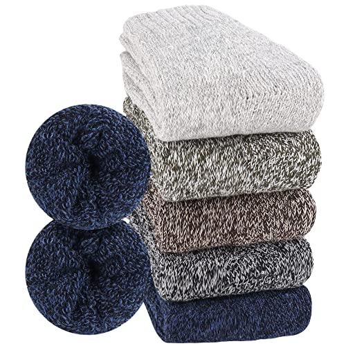 Moyel 5 Pairs Thick Warm Wool Socks - Cozy Thermal Winter Socks for Women - Small Gifts for Mom, Grandma, Wife