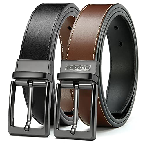 CHAOREN Mens Belts Leather Reversible - One Belt, Two Styles for Dress and Casual Wear