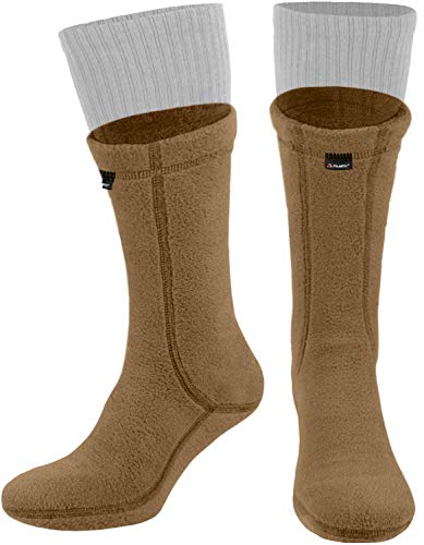 281Z Hiking Warm 8 inch Boot Liner Socks - Military Tactical Outdoor Sport - Polartec Fleece Winter Socks (X-Large, Coyote Brown)