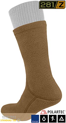 281Z Hiking Warm 8 inch Boot Liner Socks - Military Tactical Outdoor Sport - Polartec Fleece Winter Socks (X-Large, Coyote Brown)