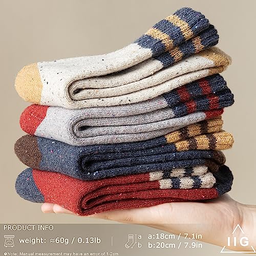IIG 5 Pairs Women's Vintage Style Thick Wool Warm Winter Crew Socks (Multicolour06)