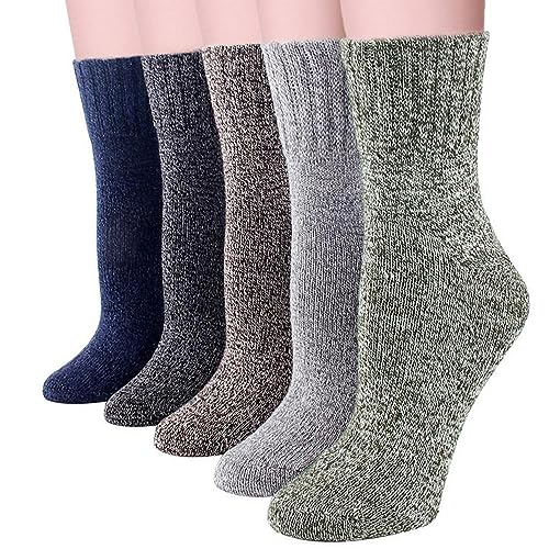 YQHMT Wool Socks for Women Gifts Winter Warm Hiking Thick Thermal Vintage Knit Soft Comfy Crew Socks Stocking Stuffers, Christmas Gift