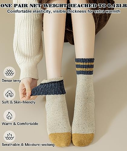 IIG 5 Pairs Women's Vintage Style Thick Wool Warm Winter Crew Socks (Multicolour06)