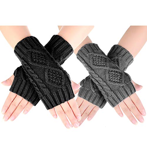 Novawo Women's Hand Crochet Winter Warm Fingerless Arm Warmers Gloves
