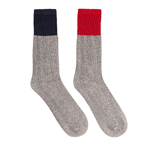 HOT FEET Winter Boot Socks for Men 8 Pairs, Cold Weather Cozy Long Crew Socks, Cotton Blend Warm Socks Size 6–12.5, GRAY/RED/NAVY