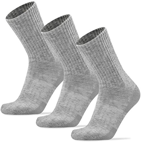 Busy Socks 3 Pack Women 's Heavy Wool Boot Crew Socks for Cold Weather Youth Boys Girls Winter Hot Warm Comfort Full Cushioned Ultra Soft Thick Socks for Backpacking, Light Grey, Medium