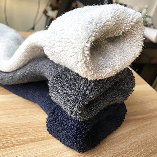 Mens Heavy Thick Wool Socks - Soft Warm Comfort Winter Crew Socks (Pack of 3/5),Multicolor,One Size 7-12