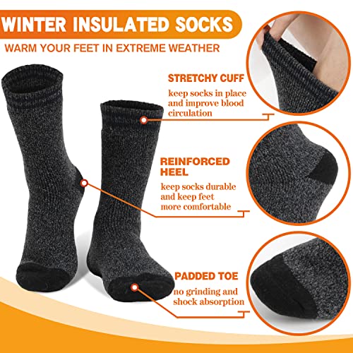 Welwoos Heated Thermal Socks for Men & Women Warm Winter Ski Thick Boot Insulated Gift Stocking Stuffers Socks 3 Pairs (Blue Stripe,L)