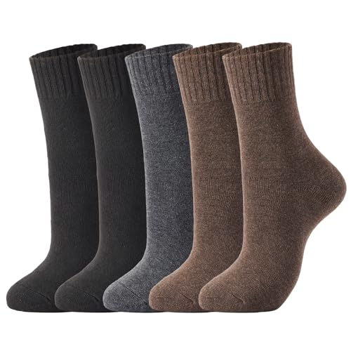 J-BOX Womens Wool Socks Warm Soft Crew Socks for Women Winter Thick Athletic Socks Pack(5 pairs)