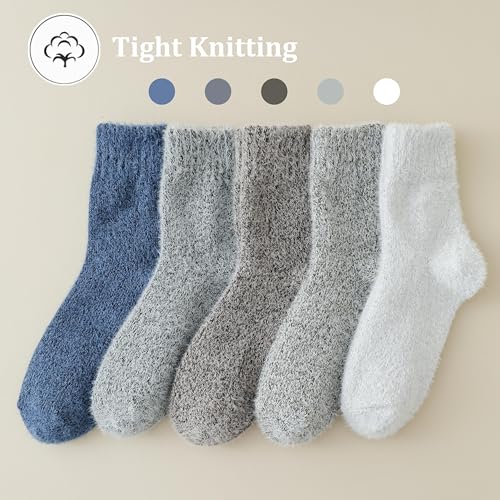 Marchare Women Wool Warm Thick Fluffy Socks Winter Fuzzy Cozy Socks For Women Brown/Blue/Grey/Light Grey/Dark Grey 5-8