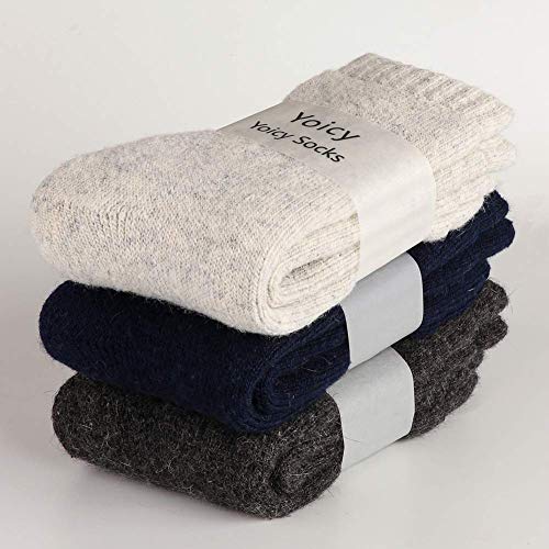 Mens Heavy Thick Wool Socks - Soft Warm Comfort Winter Crew Socks (Pack of 3/5),Multicolor,One Size 7-12