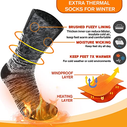 Welwoos Heated Thermal Socks for Women & Men Winter Warm Ski Thick Boot Insulated Gift Socks Stocking Stuffers for Women 3 Pairs (Purple & Blue & Grey B,M)