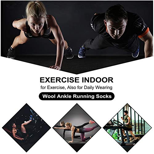 Busy Socks Fuzzy Thermal Wool Walking Socks Woman, Mens Non Blister Seamless Toe Merino Wool Ankle Heavy Cushion Elastic Sock, Navy, Medium, 6 Pairs
