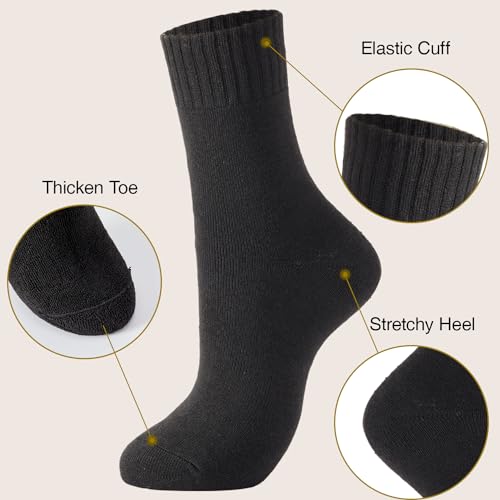 J-BOX Womens Wool Socks Warm Soft Crew Socks for Women Winter Thick Athletic Socks Pack(5 pairs)