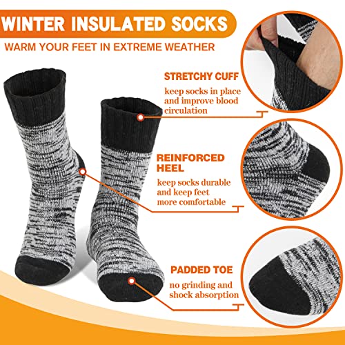 Welwoos Heated Thermal Socks for Women & Men Winter Warm Ski Thick Boot Insulated Gift Socks Stocking Stuffers for Women 3 Pairs (Purple & Blue & Grey B,M)
