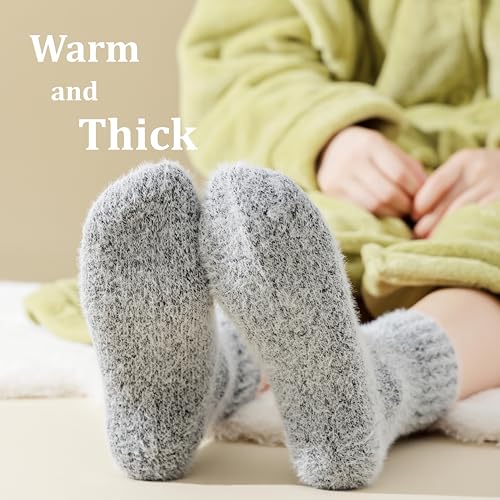 Marchare Women Wool Warm Thick Fluffy Socks Winter Fuzzy Cozy Socks For Women Brown/Blue/Grey/Light Grey/Dark Grey 5-8