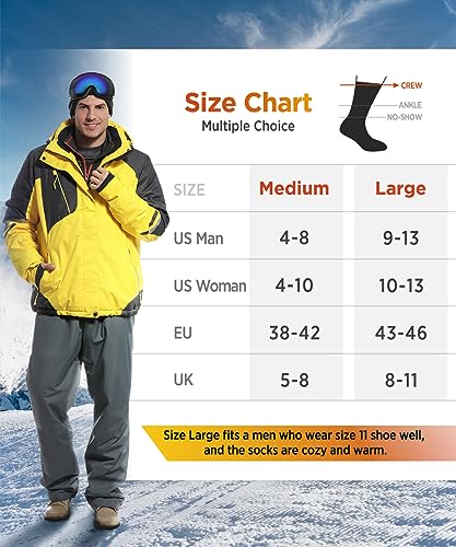 Bymore 2Pairs Thermal Socks for Men,Heated Thick Crew Socks,Warm Winter Socks Insulated Cold Weather
