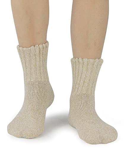BenSorts Women Winter Solid Socks Thick Warm Wool Socks Cozy Crew Socks for Women Black White Gray Beige Brown 5 Pairs Pack