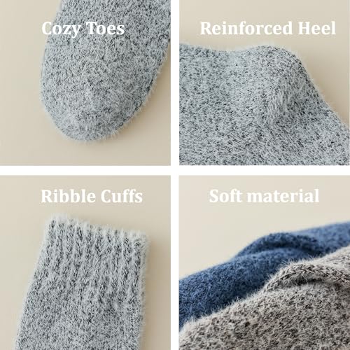 Marchare Women Wool Warm Thick Fluffy Socks Winter Fuzzy Cozy Socks For Women Brown/Blue/Grey/Light Grey/Dark Grey 5-8