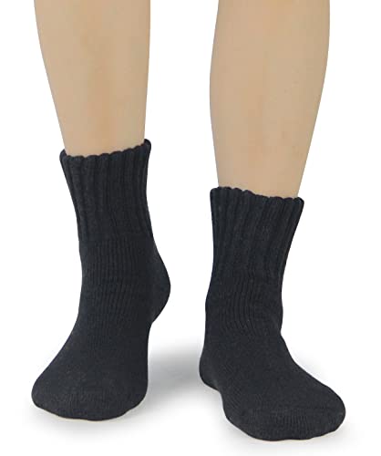 BenSorts Women Winter Solid Socks Thick Warm Wool Socks Cozy Crew Socks for Women Black White Gray Beige Brown 5 Pairs Pack