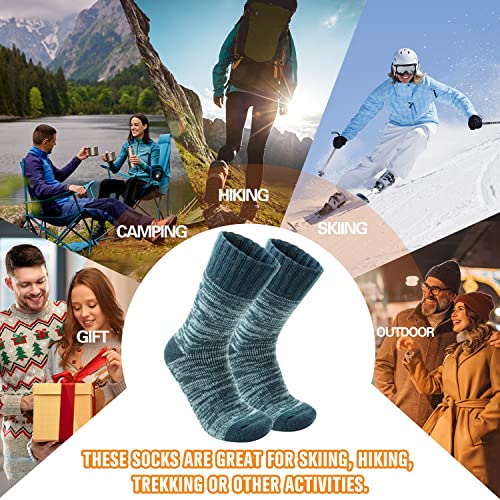 Welwoos Heated Thermal Socks for Women & Men Winter Warm Ski Thick Boot Insulated Gift Socks Stocking Stuffers for Women 3 Pairs (Purple & Blue & Grey B,M)
