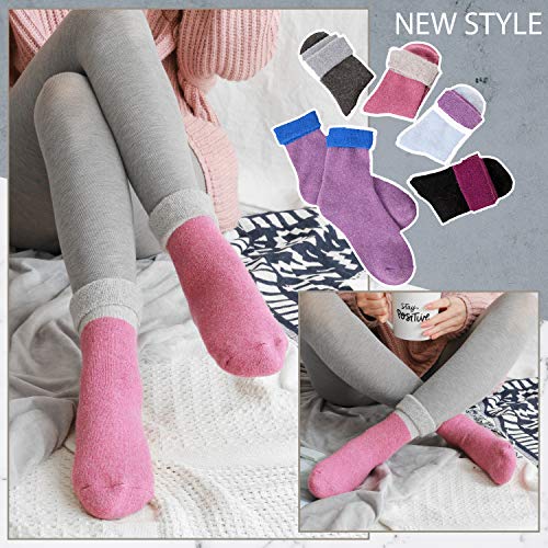 EBMORE Women's Super Thick Crew Winter Socks 5 Pack (Dark Series),Free size