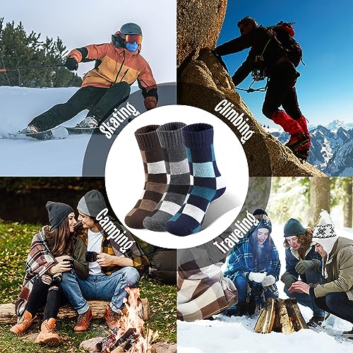 Yeblues Winter Socks Mens, Thick Warm Merino Wool Socks, Super Soft Thermal Casual Boot Socks Hiking Socks -3 Pairs (Size 12-17)