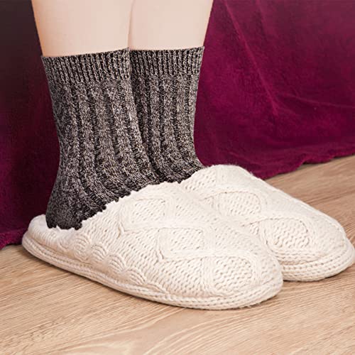 Loritta 5 Pairs Womens Wool Socks Thick Warm Soft Knit Cozy Crew Winter Socks Christmas Gifts,Dark Set