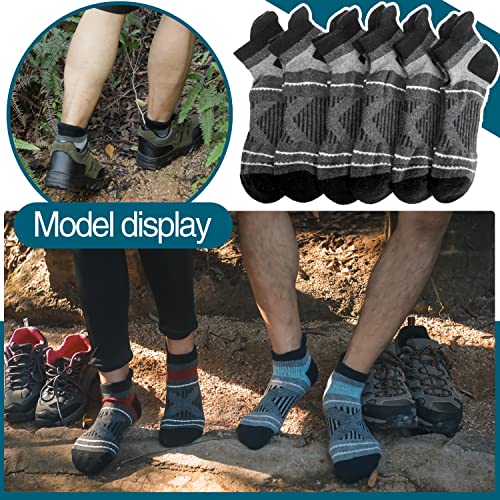 EBMORE Merino Wool Ankle Hiking Socks Compression Warm Winter Thermal Thick Cushion No Show Running Moisture Wicking Socks Gifts Stocking Stuffers for Men Women 6 Pairs(Black，L)