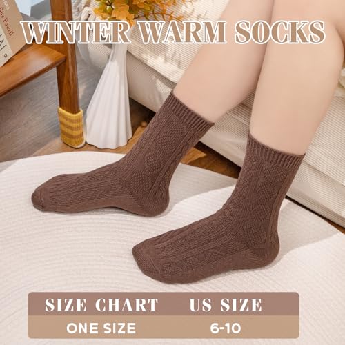 Justay 5 Pairs Womens Wool Socks Winter Warm Boot Socks Casual Thick Knit Crew Socks Gifts for Women