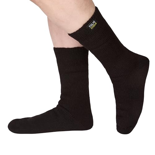 Polar Extreme 2 Pack Men's Heat Trapping Thermal Warmer Black Insulated Winter Boot Socks