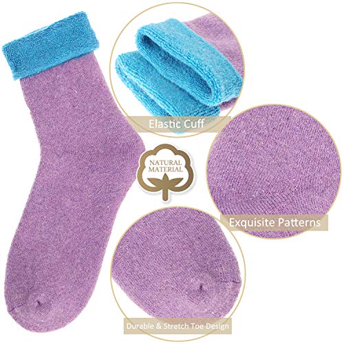 EBMORE Women's Super Thick Crew Winter Socks 5 Pack (Dark Series),Free size