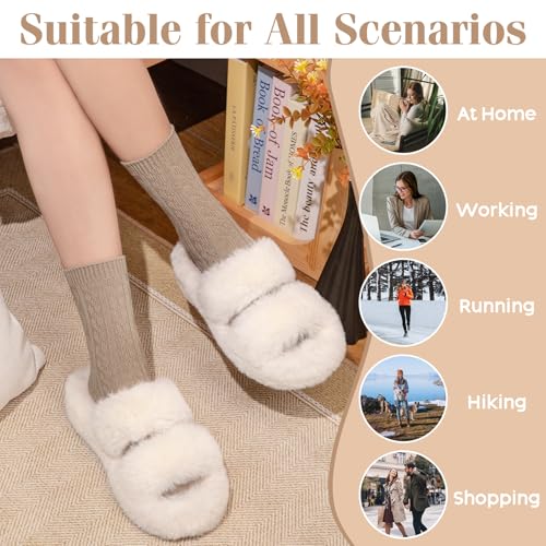 Justay 5 Pairs Womens Wool Socks Winter Warm Boot Socks Casual Thick Knit Crew Socks Gifts for Women