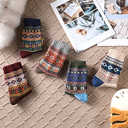 Nimalpal 5 Pairs Wool Socks - Wool Socks for Women Men Boot Socks Soft Crew Socks Winter Hiking Socks Cozy Socks Warm Socks