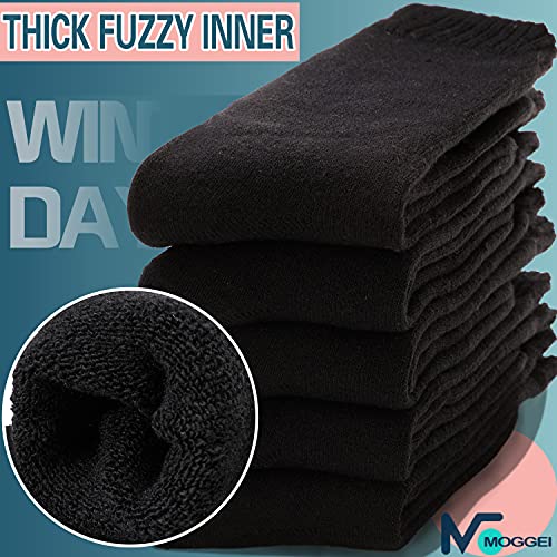 MOGGEI Womens Merino Wool Socks for Hiking Winter Warm Thick Thermal Crew Cozy Cabin Ladies Gift Comfy Boot Work Socks 5 Pairs(Black B(5 Pairs))