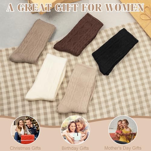 Justay 5 Pairs Womens Wool Socks Winter Warm Boot Socks Casual Thick Knit Crew Socks Gifts for Women