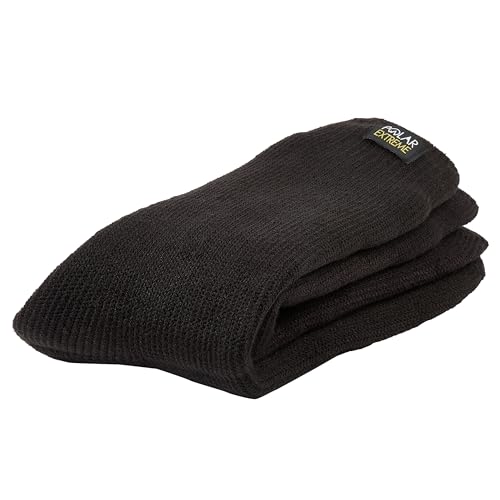 Polar Extreme 2 Pack Men's Heat Trapping Thermal Warmer Black Insulated Winter Boot Socks