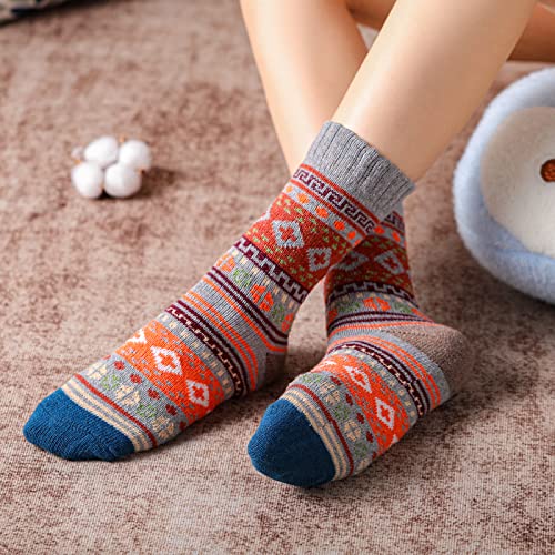 Nimalpal 5 Pairs Wool Socks - Wool Socks for Women Men Boot Socks Soft Crew Socks Winter Hiking Socks Cozy Socks Warm Socks
