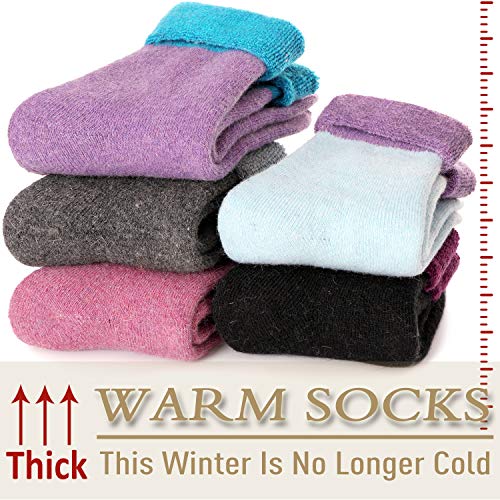 EBMORE Women's Super Thick Crew Winter Socks 5 Pack (Dark Series),Free size