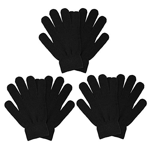 MENOLY 3 Pairs Winter Magic Gloves for Adult Men Women Knit Gloves Warm Stretchy Knit Gloves One Size Fits Men Women Teens