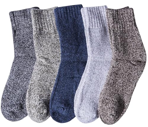 Loritta 5 Pairs Womens Wool Socks Winter Warm Socks Thick Knit Cabin Crew Cozy Boot Socks Gifts for Women, Multicolor 021a
