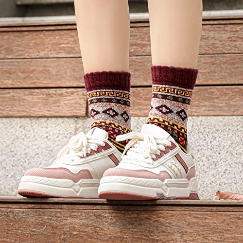 Nimalpal 5 Pairs Wool Socks - Wool Socks for Women Men Boot Socks Soft Crew Socks Winter Hiking Socks Cozy Socks Warm Socks