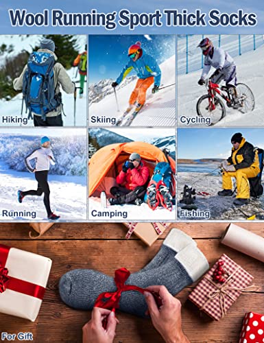 Annsuki Wool Hiking Socks Heavyweight Thermal Warm Crew Winter Cozy Boot Socks for Men Hunnting Camping (3 Pack, Size 6-13)