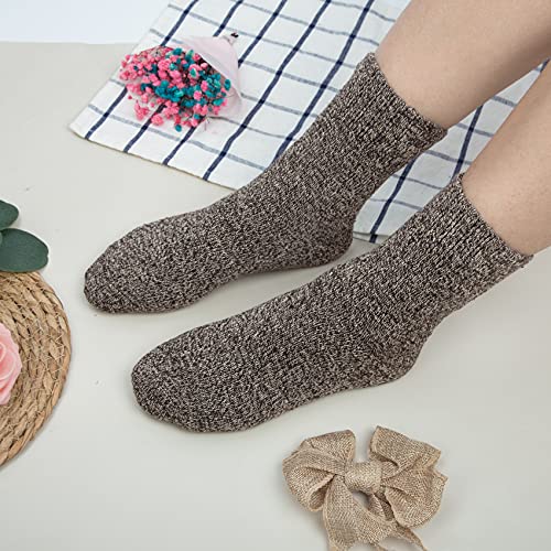 Loritta 5 Pairs Womens Wool Socks Winter Warm Socks Thick Knit Cabin Crew Cozy Boot Socks Gifts for Women, Multicolor 021a