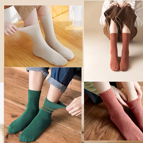 MOSOTECH 5 Pairs Womens Wool Socks, Thick Warm Cozy Crew Winter Socks Boot Socks Thermal Gifts Socks, Size 5-10