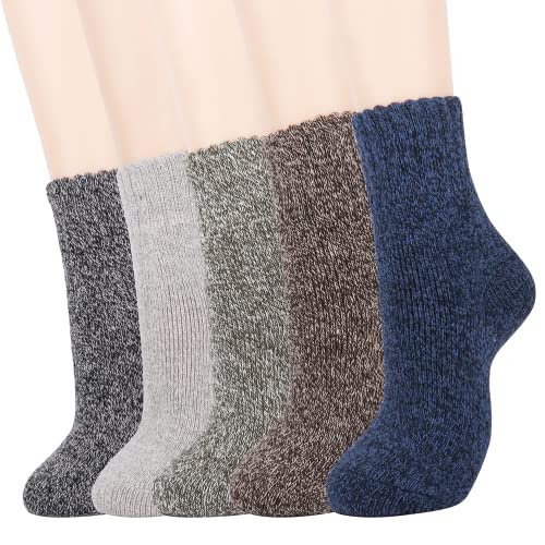 Moyel 5 Pairs Thick Warm Wool Socks - Cozy Thermal Winter Socks for Women - Small Gifts for Mom, Grandma, Wife