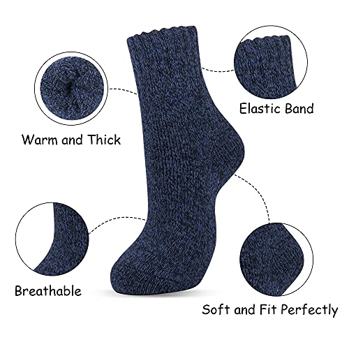 Moyel 5 Pairs Thick Warm Wool Socks - Cozy Thermal Winter Socks for Women - Small Gifts for Mom, Grandma, Wife