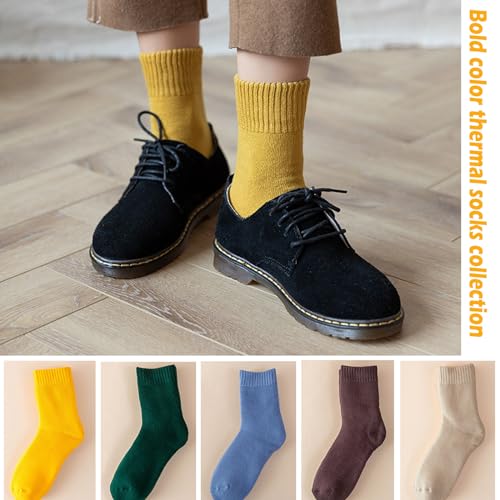 MOSOTECH 5 Pairs Womens Wool Socks, Thick Warm Cozy Crew Winter Socks Boot Socks Thermal Gifts Socks, Size 5-10